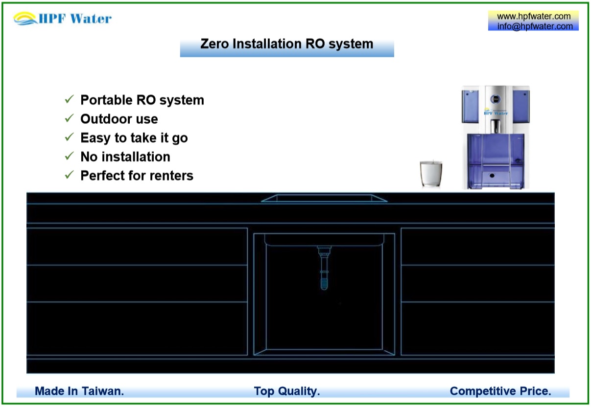 Zero Installation Portable RO system Water dispenser Disposable filter